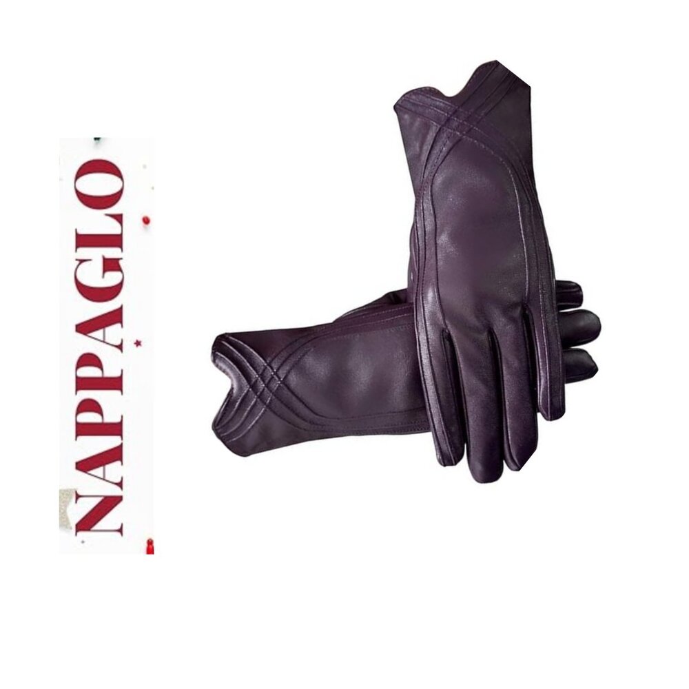 NWOT Nappaglo Lambskin, fleecelined gloves; Size L Aubergine Color